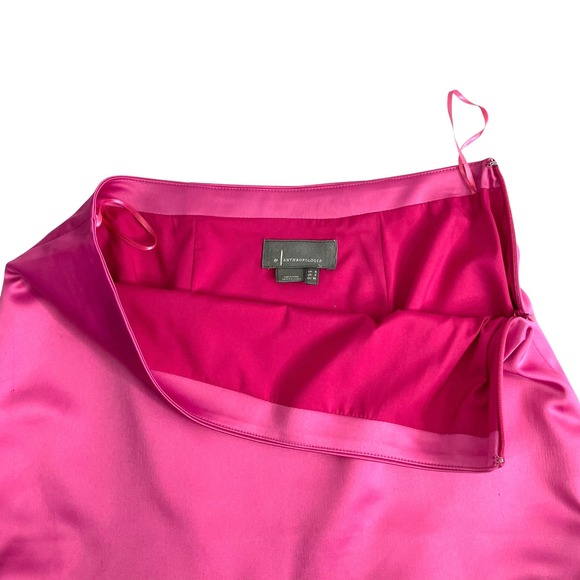 Anthropologie Scalloped satin Skirt Size 2 hot‎ Pink Rhinestone Y2K glam Barbie - Picture 7 of 10